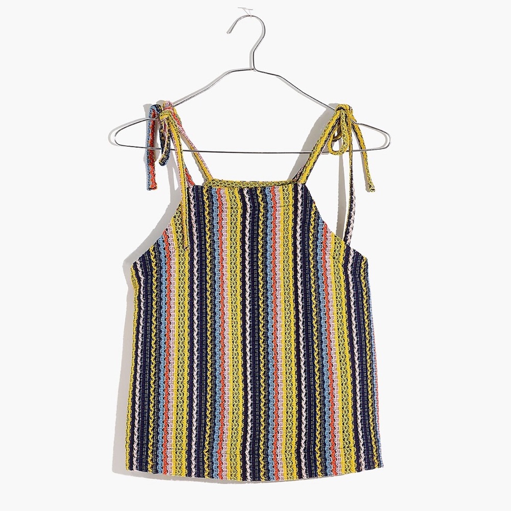 Madewell Crochet Tie Shoulder Rainbow Tank Top XS